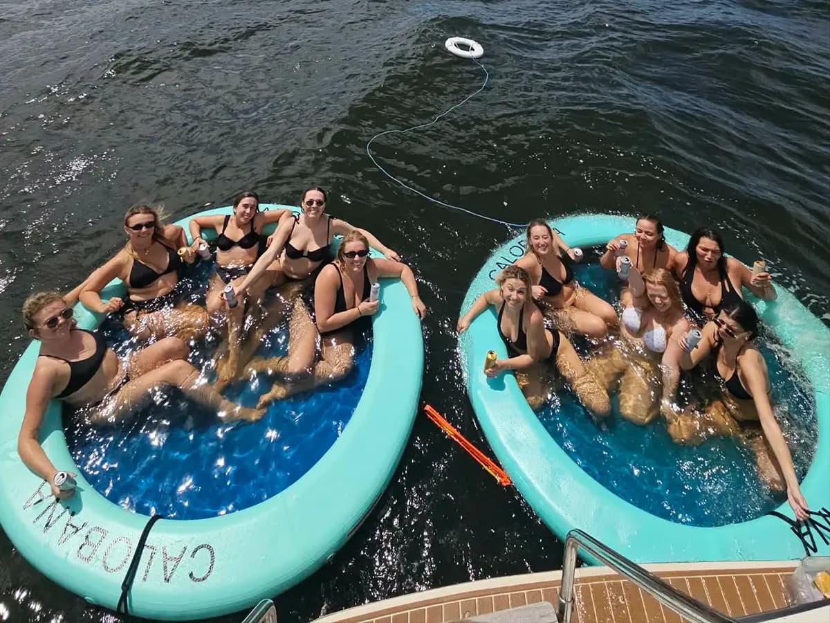 Golden-hour bachelorette yacht party on Charleston Harbor