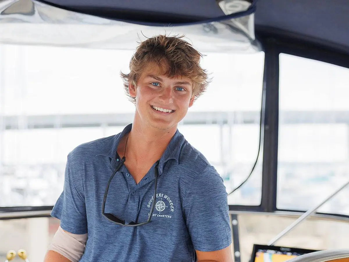 Austin Minton deckhand of Southern Wonder Yacht Charters