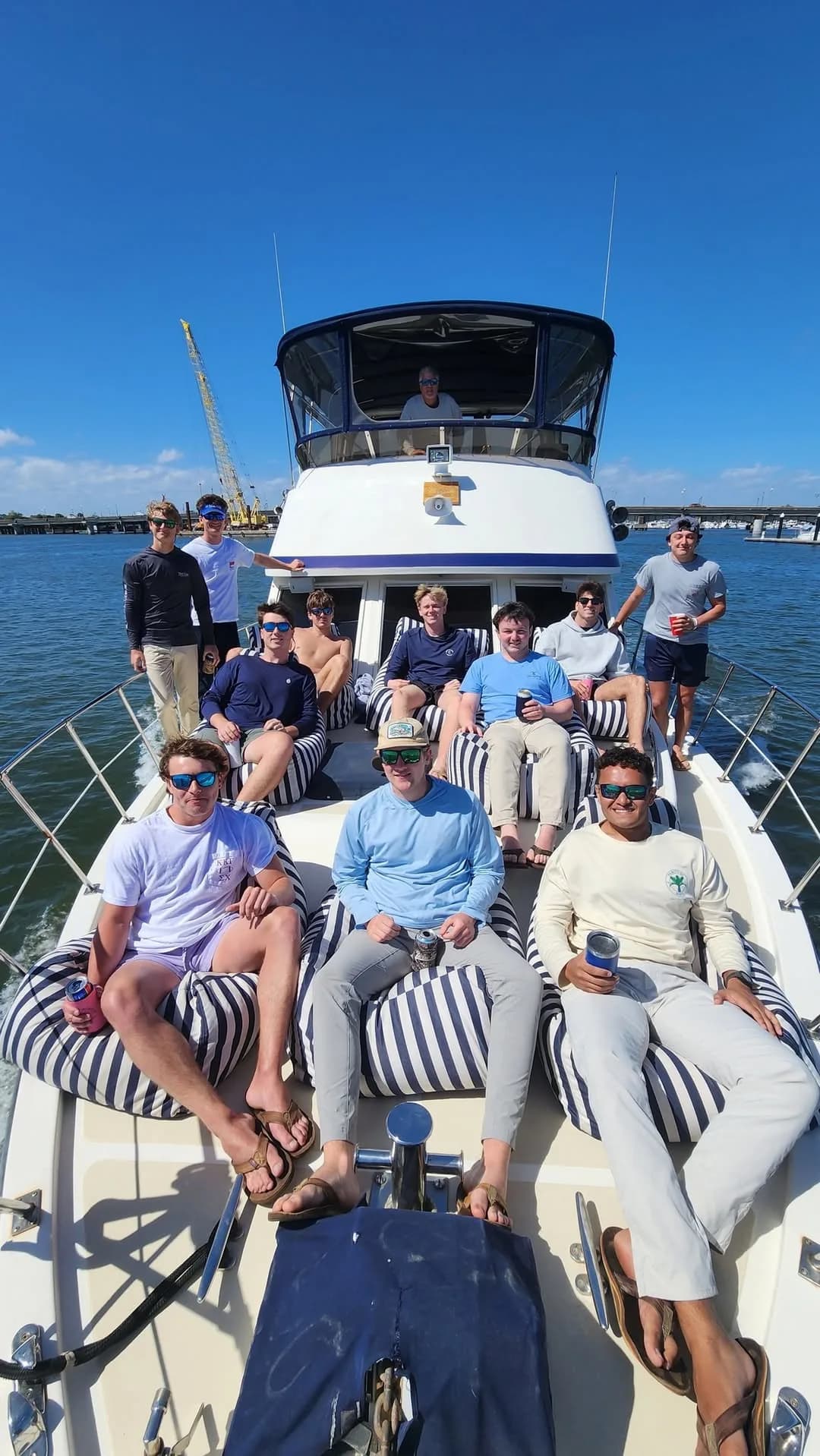 Charleston sunset views during a bachelor yacht party