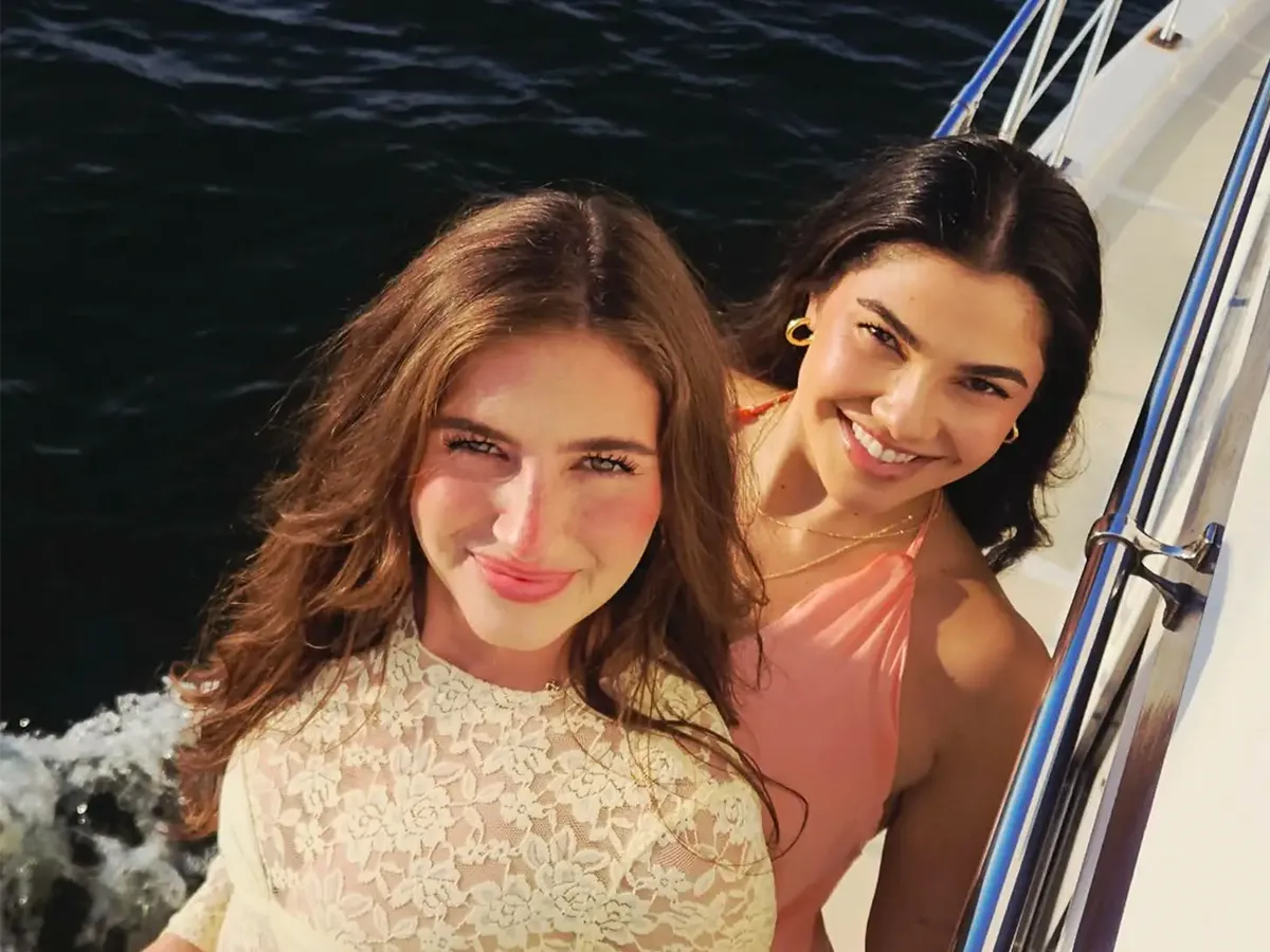 Guests posing aboard a Charleston luxury yacht